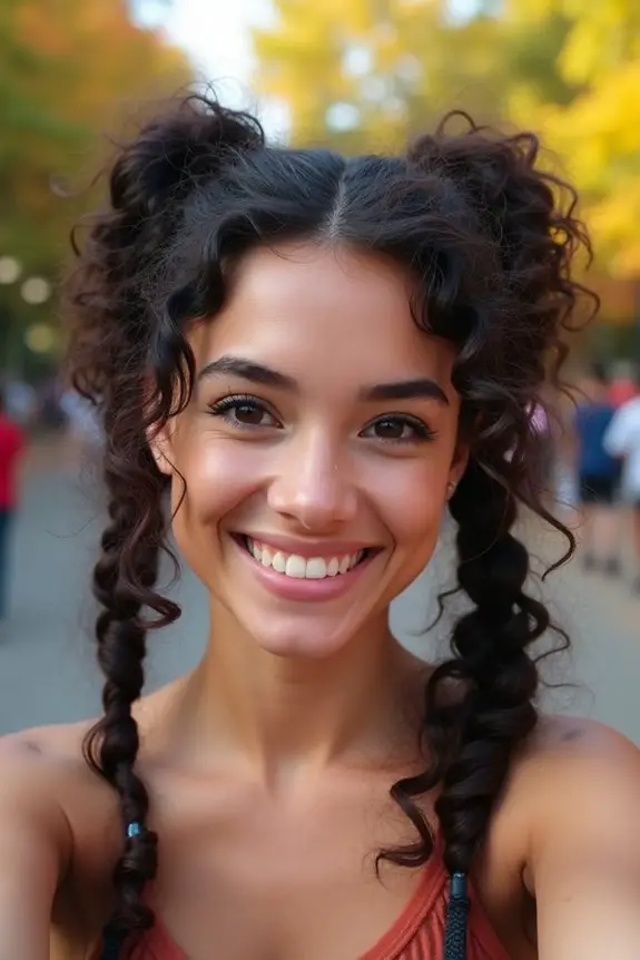 twisted curly pigtails hairstyle