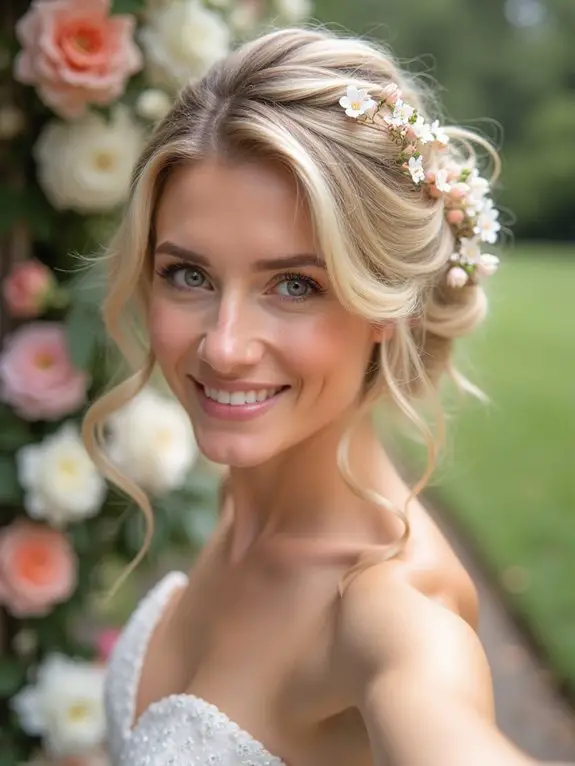 twisted updo with flowers