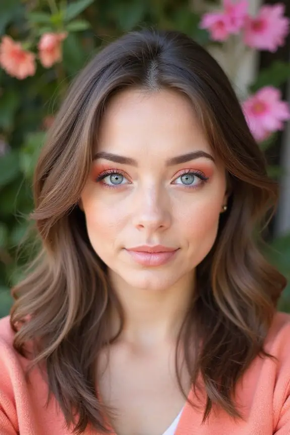 vibrant coral enhances blue eyes