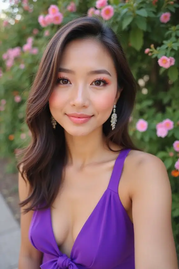 vibrant coral makeup contrast