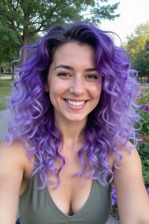 vibrant ombre purple curls