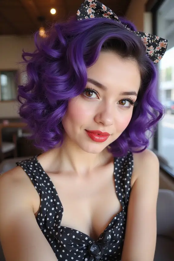 vintage purple pin up curls