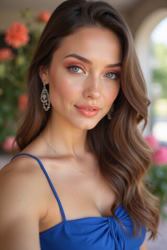 warm coral makeup look