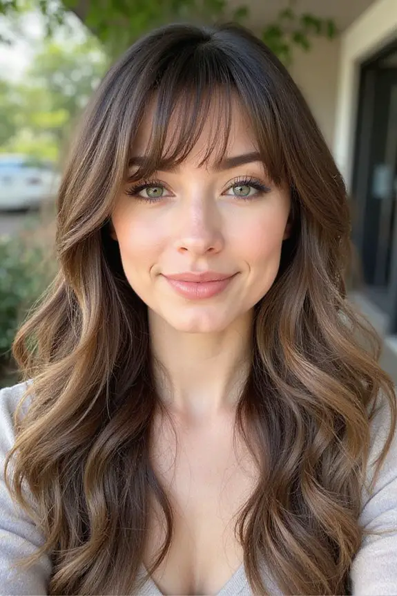 wispy bangs enhance ash brown